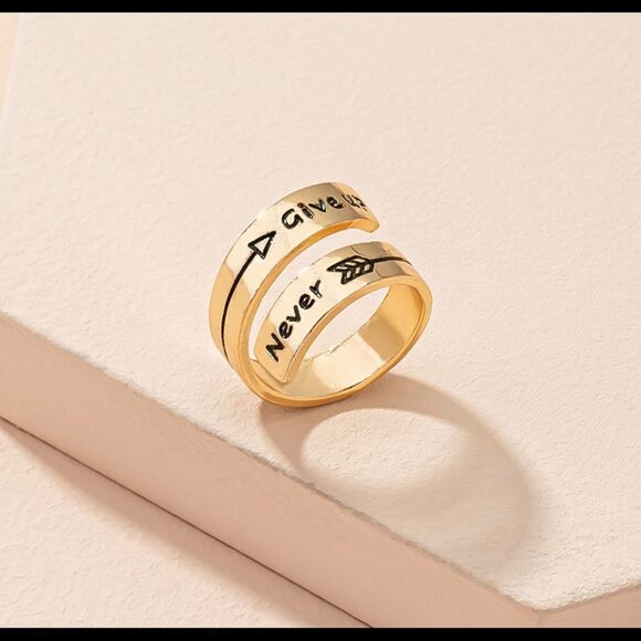 Everything 5/$10 Going out of business sale!! NEW “Never Give Up” Ring - Picture 4 of 4